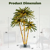 Tangkula 6FT Christmas Lighted Triple Palm Tree