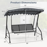 Tangkula 3 Person Porch Swing, Patio Swing with Adjustable Canopy, Heavy-Duty Metal Frame & Breathable Seat