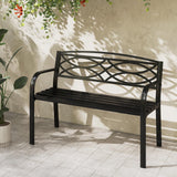 Tangkula Geometric Style Outdoor Metal Garden Park Bench for 2