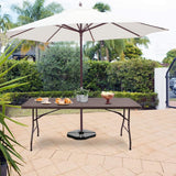 Tangkula 6' Center Folding Table Portable Rattan Design Indoor Outdoor Use with Carrying Handle