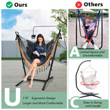 Tangkula Hammock Chair with Stand, Bohemian Style Height Macrame Swing Chair with Stand