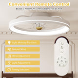 Tangkula Ceiling Fan with Lights 3000-6500K Dimmable Modern Flush Mount LED