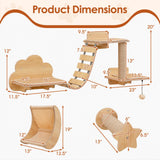 Tangkula Cat Wall Furniture Set Kitten Wall Mounted Shelves with Hammock