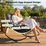 Tangkula Oversized Egg-Shaped Papasan Patio Rocker with Thick Cushion