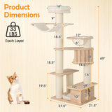 Tangkula Multi Layer Wood Cat Tower with Scratching Posts