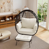 Tangkula Oversized Wicker Egg Chair with Ottoman