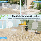 Tangkula 3 Pieces Patio Bistro Set, Metal Table and Folding Chair Set for 2