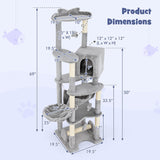Tangkula Tall Cat Tree, 69 Inch Multi-Level Cat Tower with Sisal Scratching Post, Private Condo