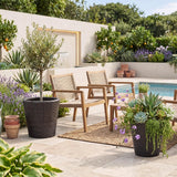 Tangkula 2-Set Plastic Rattan Planters