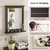 Bathroom Wall Mirror with Shelf, Square Makeup Mirror Wall Hanging Mirror
