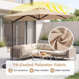Tangkula 10 FT Patio Umbrella | Cantilever Offset Outdoor Umbrella with 360-Degree Rotation