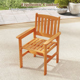 Tangkula Outdoor Wooden Dining Chairs with Inclined Backrests and Slatted Seats