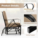 Tangkula Outdoor Patio Glider, Metal Framed Gliding Chair with Cushion