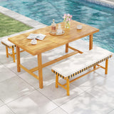 Tangkula 63" Acacia Wood Dining Table for 6 People