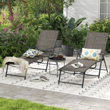 Tangkula Outdoor Lounge Chairs Set of 1/2, Patio Folding Chaise Recliner with 6-Level Backrest