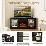 Tangkula 58” Fireplace TV Stand, Home Entertainment Center with 18” 1500W Electric Fireplace