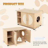 Tangkula Cat Litter Box Enclosure, Hidden Cat Washroom with Storage Shelf, Sisal Scratching Doors