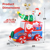 Tangkula 6 FT Christmas Inflatable Santa Claus Driving Car with Xmas Tree & Snowman