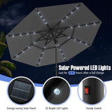 Tangkula 10 FT Solar LED Patio Umbrella 3-Tier Vented Outdoor Market Table Umbrella