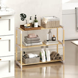 Tangkula 3-Tier Solid Wood Shoe Rack