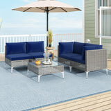 Tangkula 5 Piece Patio Wicker Heavy Duty Sectional Cushioned Sofa Set