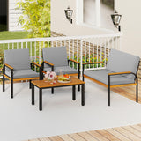 Tangkula Patio Furniture Set Outdoor Conversation Set with Acacia Wood Coffee Table