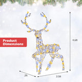 Tangkula 4.6 FT Christmas 3D Lighted Reindeer, Pre-Lit Rattan Buck with Large Antlers & 170 LED Lights