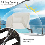 Tangkula Outdoor Chaise Lounge Chair and Table Set with Folding Canopy and Armrests