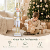 Tangkula 32.5" Christmas Nutcracker with Tall Hat & Scepter
