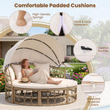 Tangkula Outdoor Patio Daybed with Retractable Canopy & Cushions