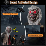 Tangkula 8.2 FT Standing Animatronic Werewolf, Scary Halloween Prop with Howling Sounds