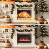 Tangkula Electric Fireplace Insert with Remote Control Adjustable Flame Colors and Brightness