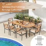 Tangkula 79-Inch Patio Dining Table, Indoor & Outdoor Dining Table w/Umbrella Hole, Acacia Wood Tabletop