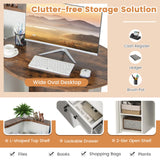 Tangkula Reception Desk, Front Counter Desk with Lockable Drawer & Adjustable Shelf