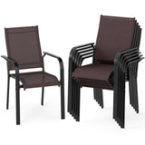 Tangkula Patio Dining Chairs | Stackable Outdoor Armchairs with Metal Frame