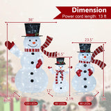 Tangkula 3-Piece Pre-Lit 3D Snowman Set with 270 LED Lights