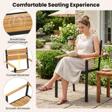 Tangkula Acacia Wood Stackable Patio Chairs Set of 2/4 with Slatted Seats and Metal Frame