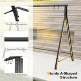 Tangkula Metal Swing Frame, Porch Swing Stand with Extra Side Bars, 5 Hanging Rings