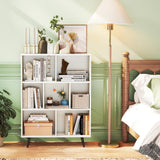 Tangkula 7-Cube Bookcase Modern Storage Bookshelf with 4 Tapered Metal Legs & 2 Anti-Tip Kit