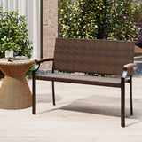 Tangkula Stackable Patio Wicker Loveseat Bench