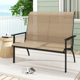 Tangkula Outdoor Adirondack Bench Chair with High Back and Armrests