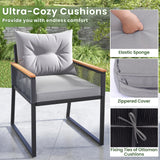 Tangkula 5 Piece Outdoor Conversation Set, Rattan Armchairs w/ Side Table & Ottomans