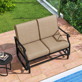 Tangkula 2-Person Swing Gliding Loveseat with Breathable Fabric Seat & Soft Cushions
