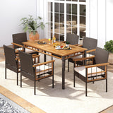 Tangkula 63" Outdoor Dining Table with Acacia Wood Slatted Tabletop