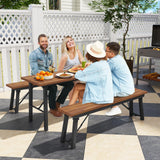 Tangkula Outdoor Dining Table for 4-6, No Assembly Foldable 59 Inches Narrow Patio Dining Table