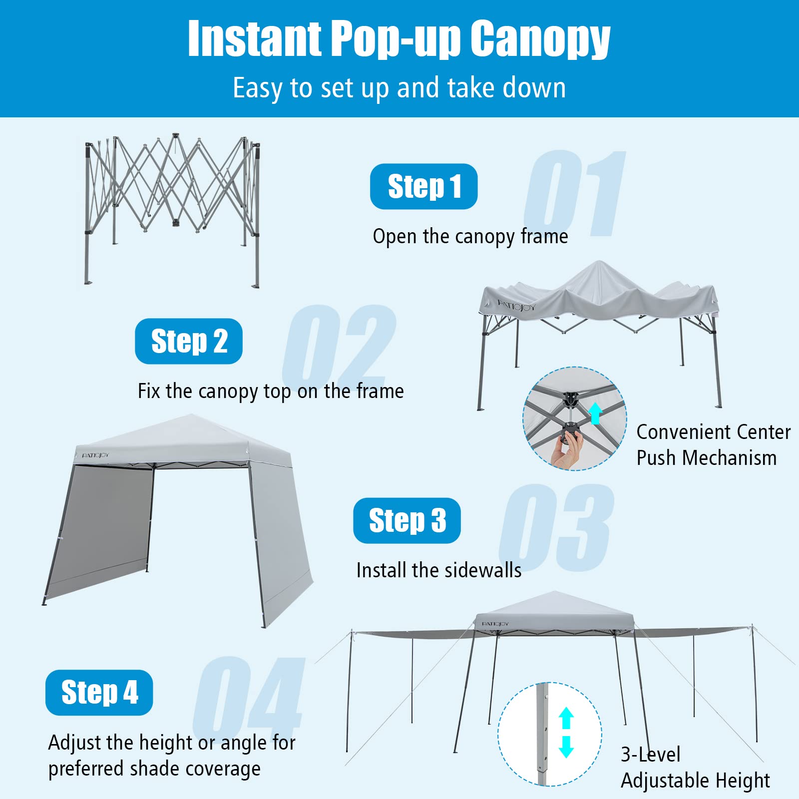 10x10 ft Pop Up Canopy with Dual Awnings - Tangkula