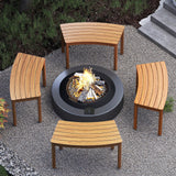 Tangkula Acacia Wood Outdoor Curved Bench