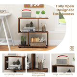 2 Tier Geometric Bookshelf, Freestanding Wood Display Shelf - Tangkula