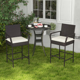 Patio Wicker Barstools Set of 2 - Tangkula