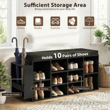 Tangkula Shoe Storage Bench with Umbrella Stand 10-Cubby Entryway Shoe Rack Organizer